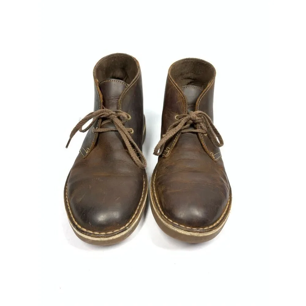 Clarks Bushacre 2 Dark Brown Leather Chukka Boots Size Mens Size 8.5